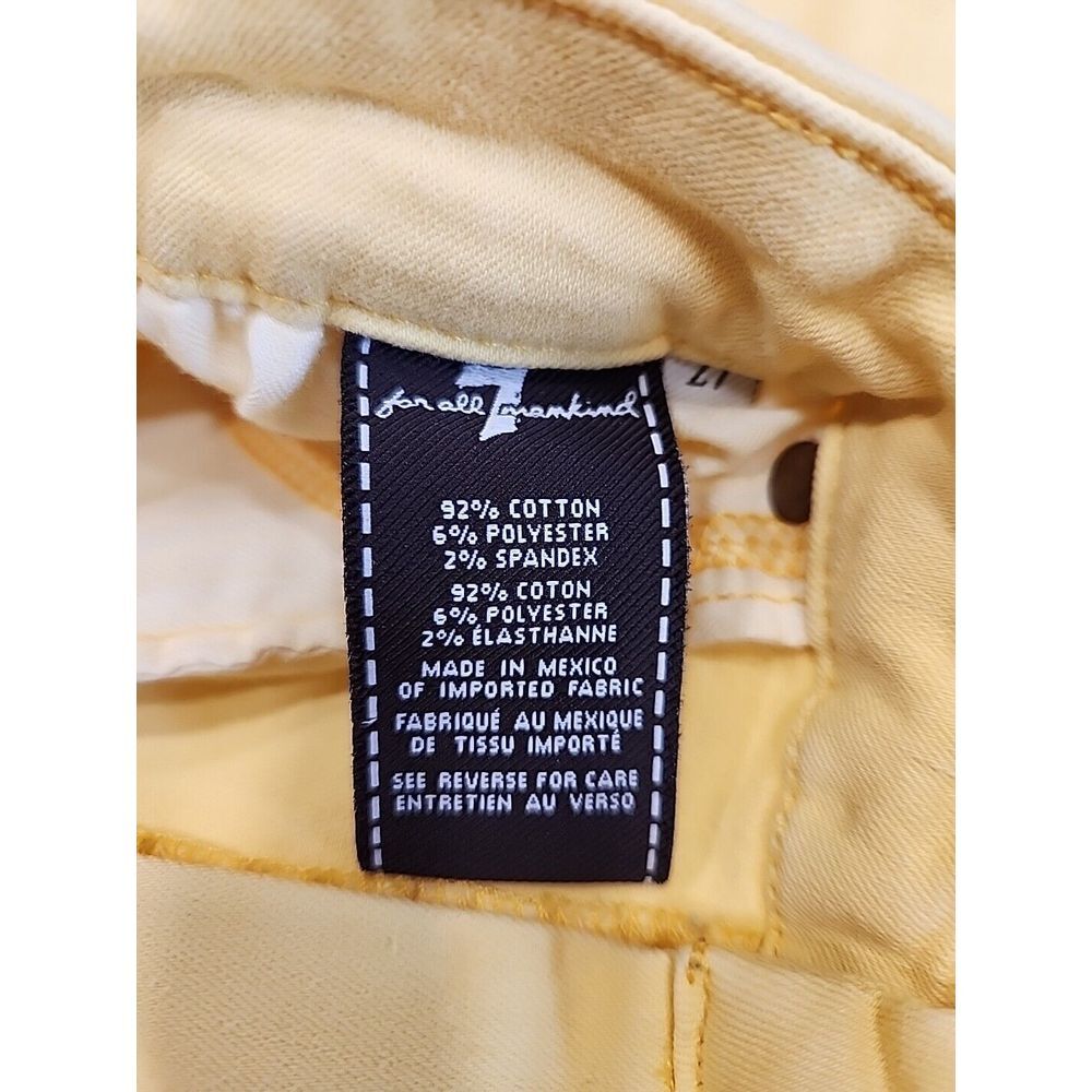 7 Seven for all Mankind Womens 27 Bright Yellow ‎ Summer Jeans - Picture 8 of 10